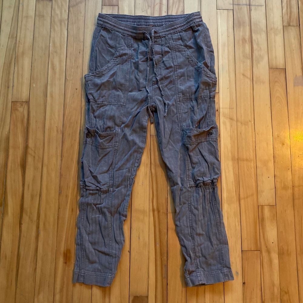 Free People Cargo Pants Drawstring Waist Cropped Olive Green Size Small